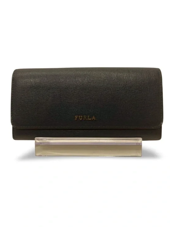 Furla Dark Gray Leather Continental Wallet Snap Closure Textured Minimalist - Picture 1 of 16